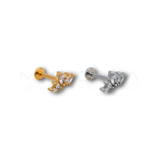 Piercing Helix a Corona Floreale in Acciaio Chirurgico con Zirconi