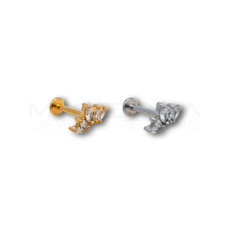 Piercing Helix a Corona Floreale in Acciaio Chirurgico con Zirconi