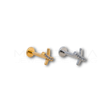 Piercing X con Zirconi in Acciaio Chirurgico 316L