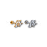 Piercing Mezzo Fiore con Zircone in Acciaio Chirurgico 316L