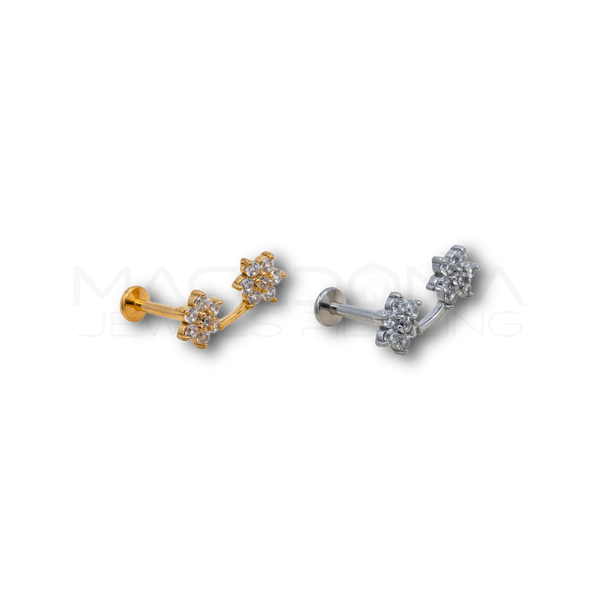 Piercing Doppia Stella con Zirconi in Acciaio Chirurgico 316L