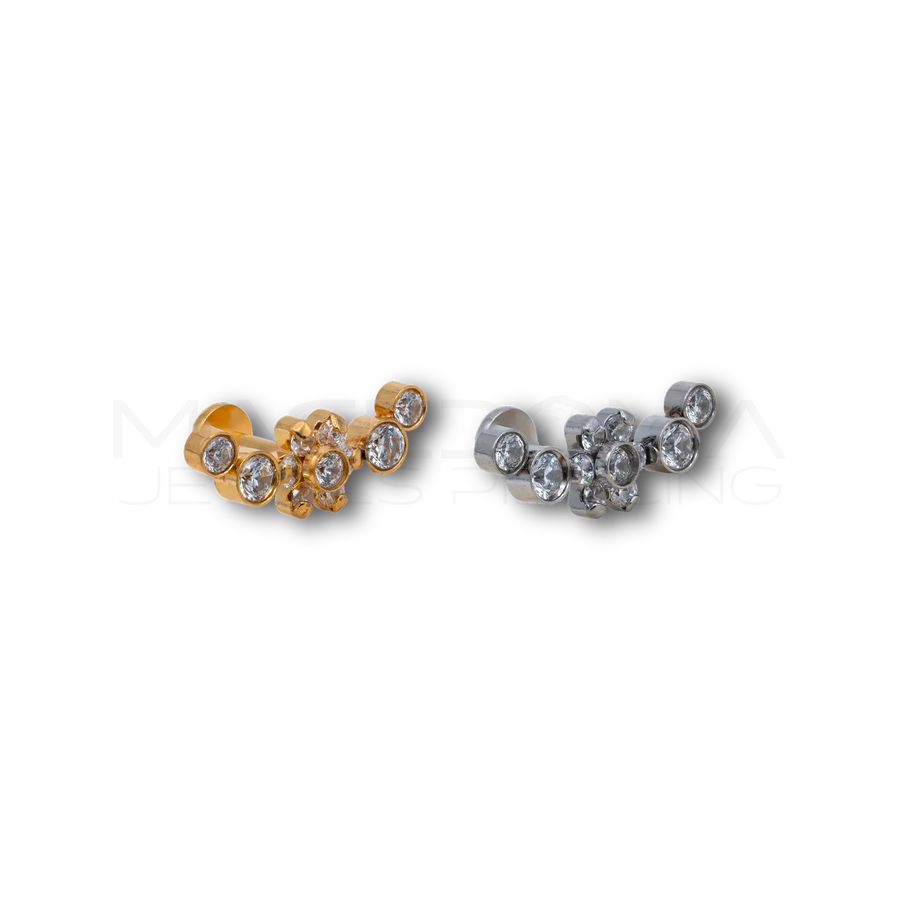 Piercing Floreale in Acciaio Chirurgico con Zirconi