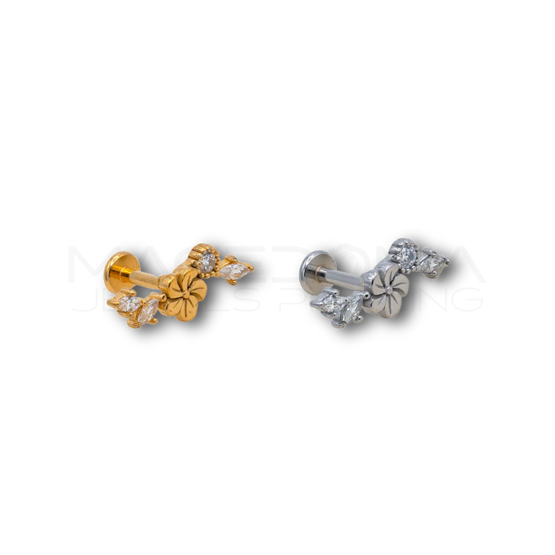 Piercing Fiore con Zirconi in Acciaio Chirurgico 316L