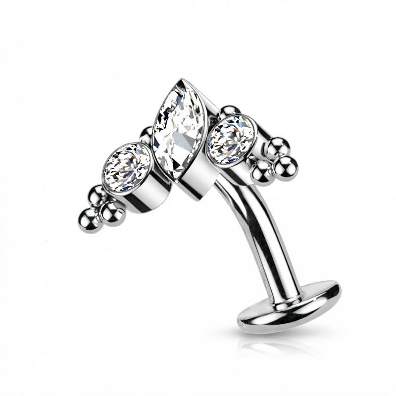 Piercing Ombelico Navel con Brillante a Goccia e Zirconi – Acciaio Chirurgico 316L
