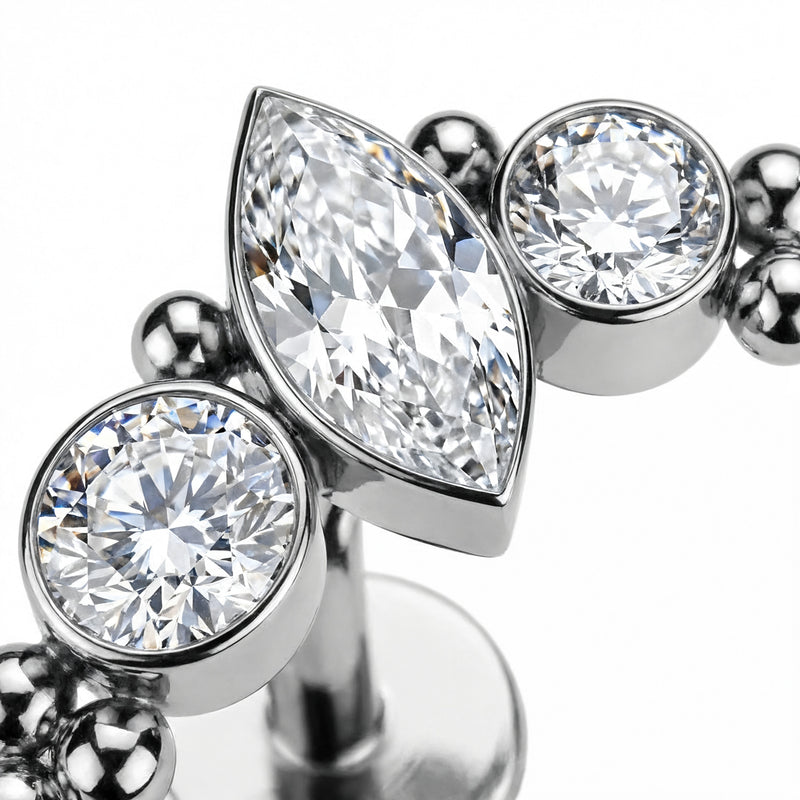Piercing Ombelico Navel con Brillante a Goccia e Zirconi – Acciaio Chirurgico 316L