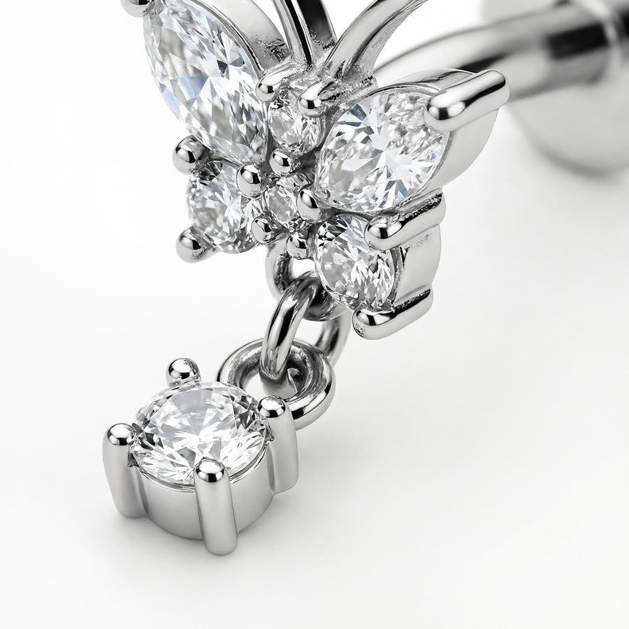 Piercing ombelico farfalla con zircone - dettaglio