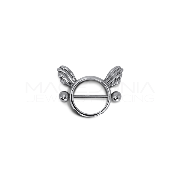 Piercing da Capezzolo in Acciaio Chirurgico 316L con Ali Decorative e Bilanciere