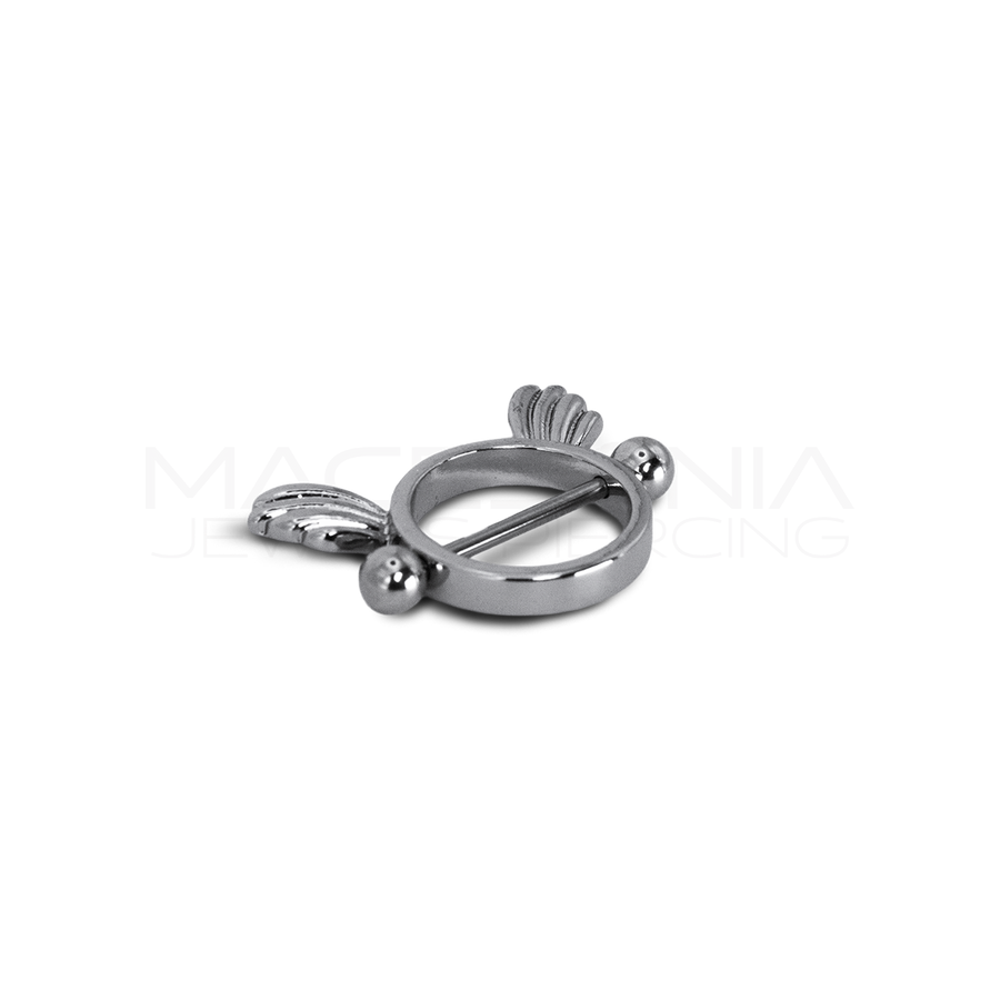 Piercing da Capezzolo in Acciaio Chirurgico 316L con Ali Decorative e Bilanciere