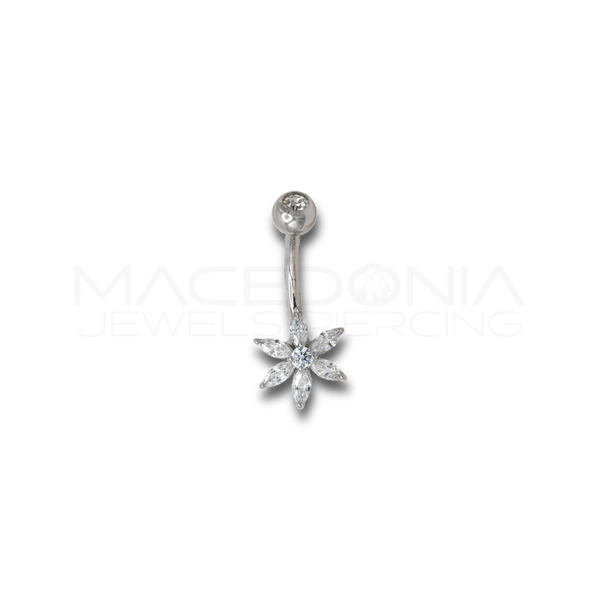 PIERCING OMBELICO CON FIORE E ZIRCONI