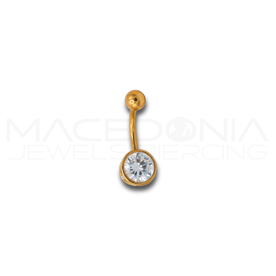 Piercing Ombelico in Acciaio Chirurgico 316L con Pallina e Zircone