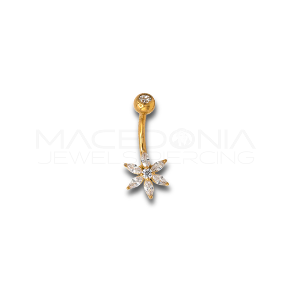 PIERCING OMBELICO CON FIORE E ZIRCONI