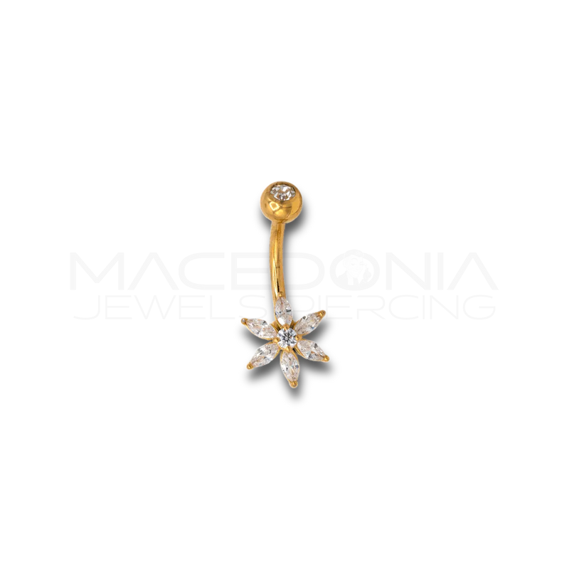 PIERCING OMBELICO CON FIORE E ZIRCONI