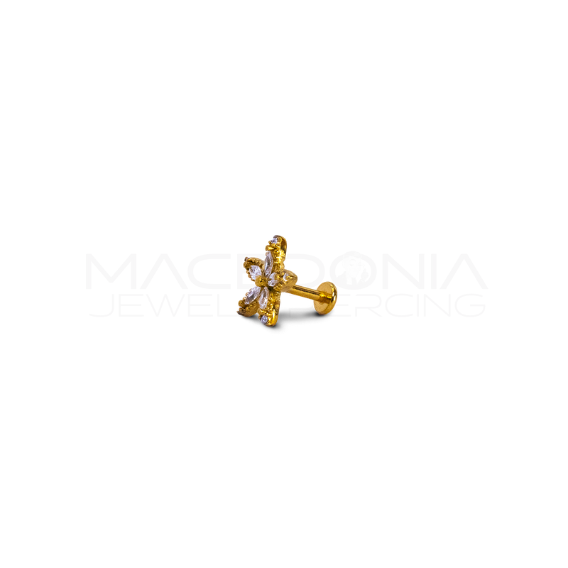 Piercing a Fiore in Acciaio Chirurgico con Zirconi