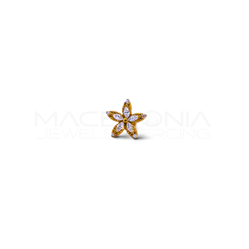 Piercing a Fiore in Acciaio Chirurgico con Zirconi