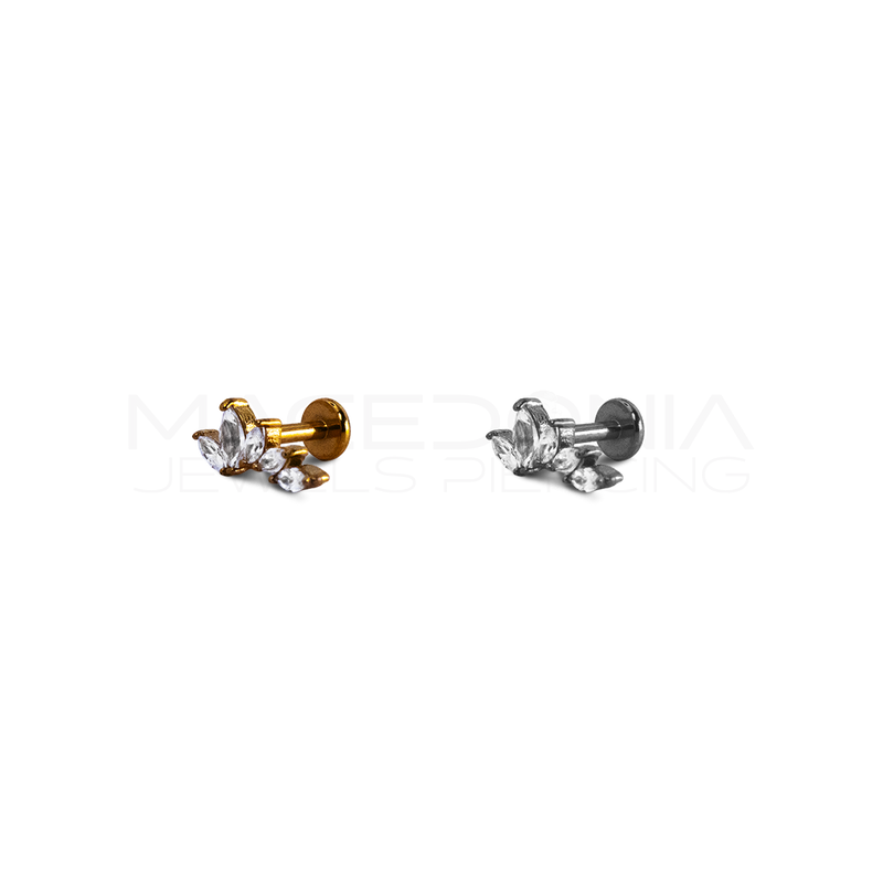 Piercing Corona a Petali con Zirconi in Acciaio Chirurgico 316L