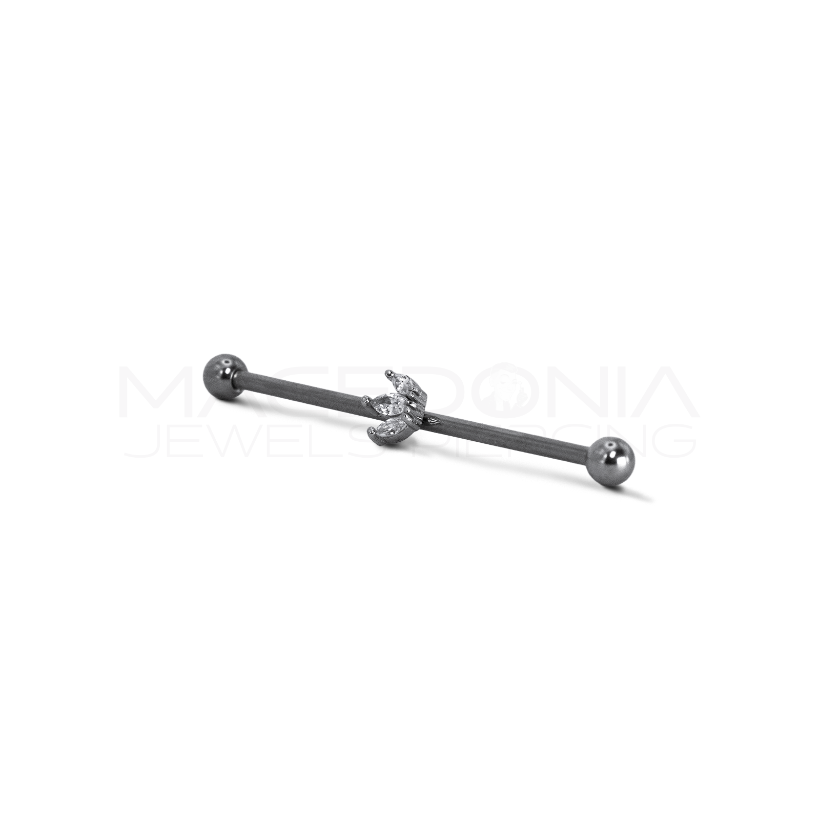 BARRETTA INDUSTRIAL CON PALLINE E PETALI CON ZIRCONI