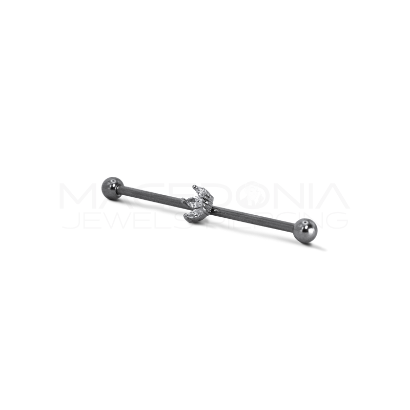 BARRETTA INDUSTRIAL CON PALLINE E PETALI CON ZIRCONI