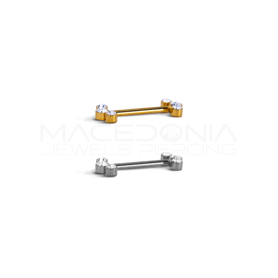 Piercing da Capezzolo in Acciaio Chirurgico 316L con Zirconi Scintillanti