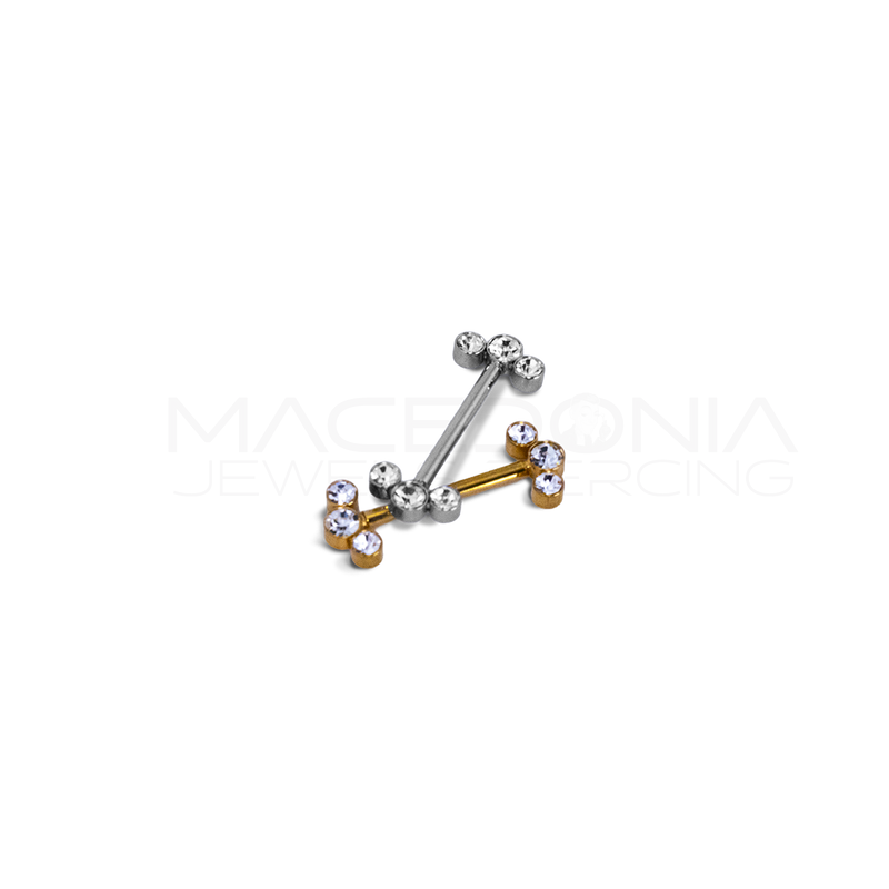 Piercing da Capezzolo in Acciaio Chirurgico 316L con Zirconi Scintillanti