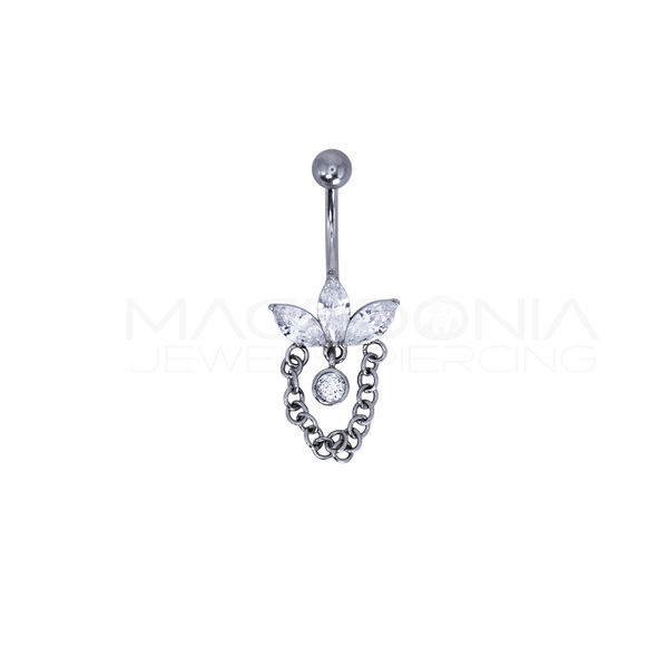 BANANA CON TRIFOGLIO ZIRCONATO E PENDENTE