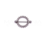 Piercing da capezzolo in acciaio chirurgico 316L con rosone zirconato