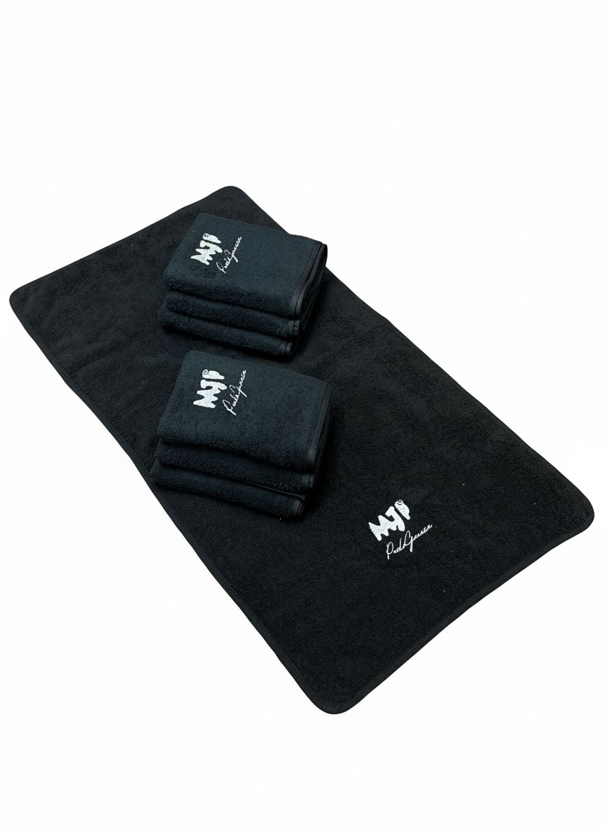 Asciugamano Bagno Palestra Nero MJP – Paolo Giausa| Spugna Premium Ricamata