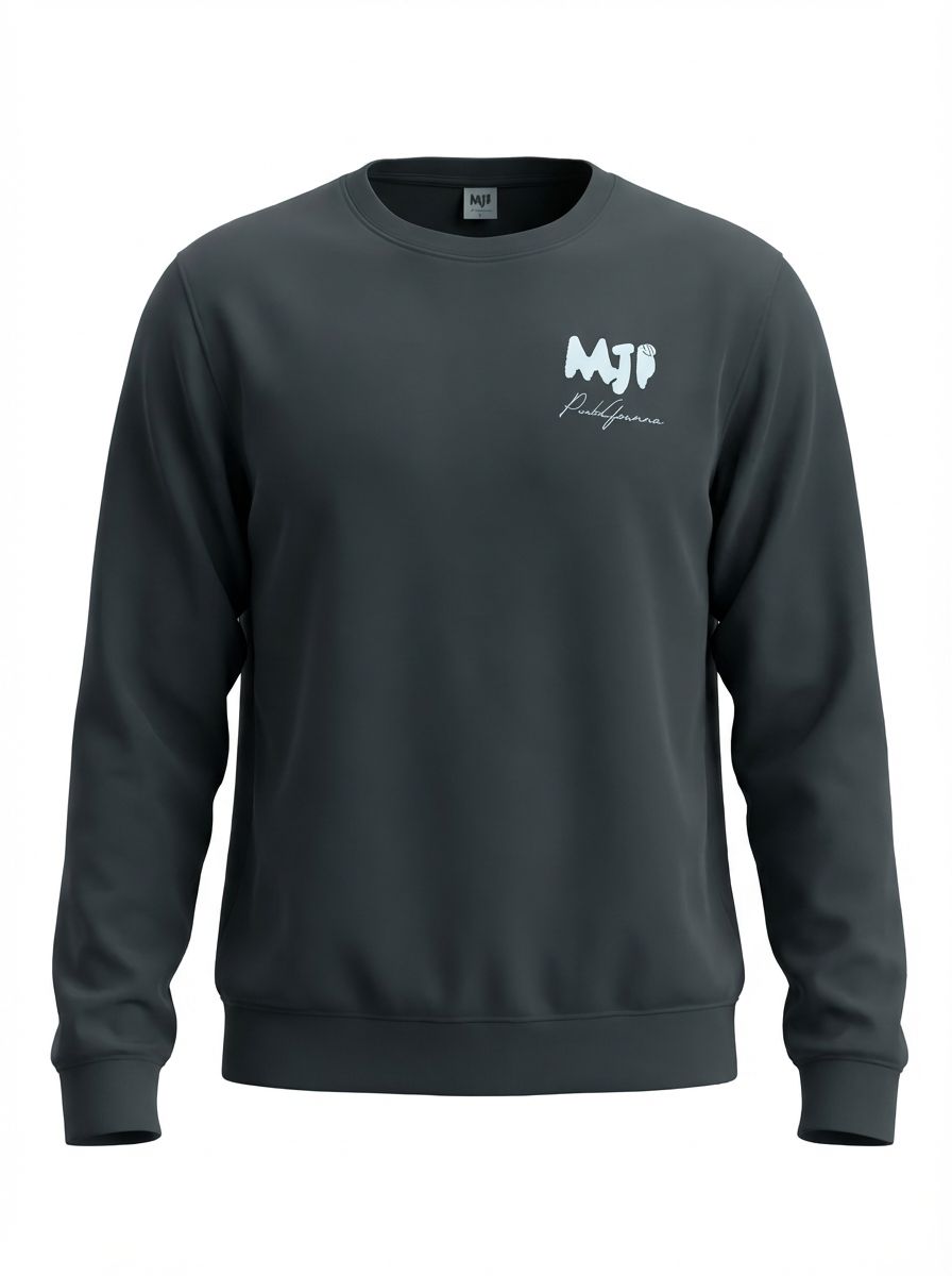 Felpa Nera MJP – Paolo Giausa| Crewneck Premium con Logo Ricamato
