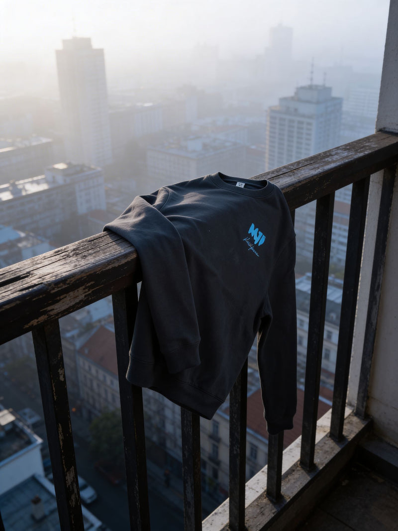 Felpa Nera MJP – Paolo Giausa| Crewneck Premium con Logo Ricamato