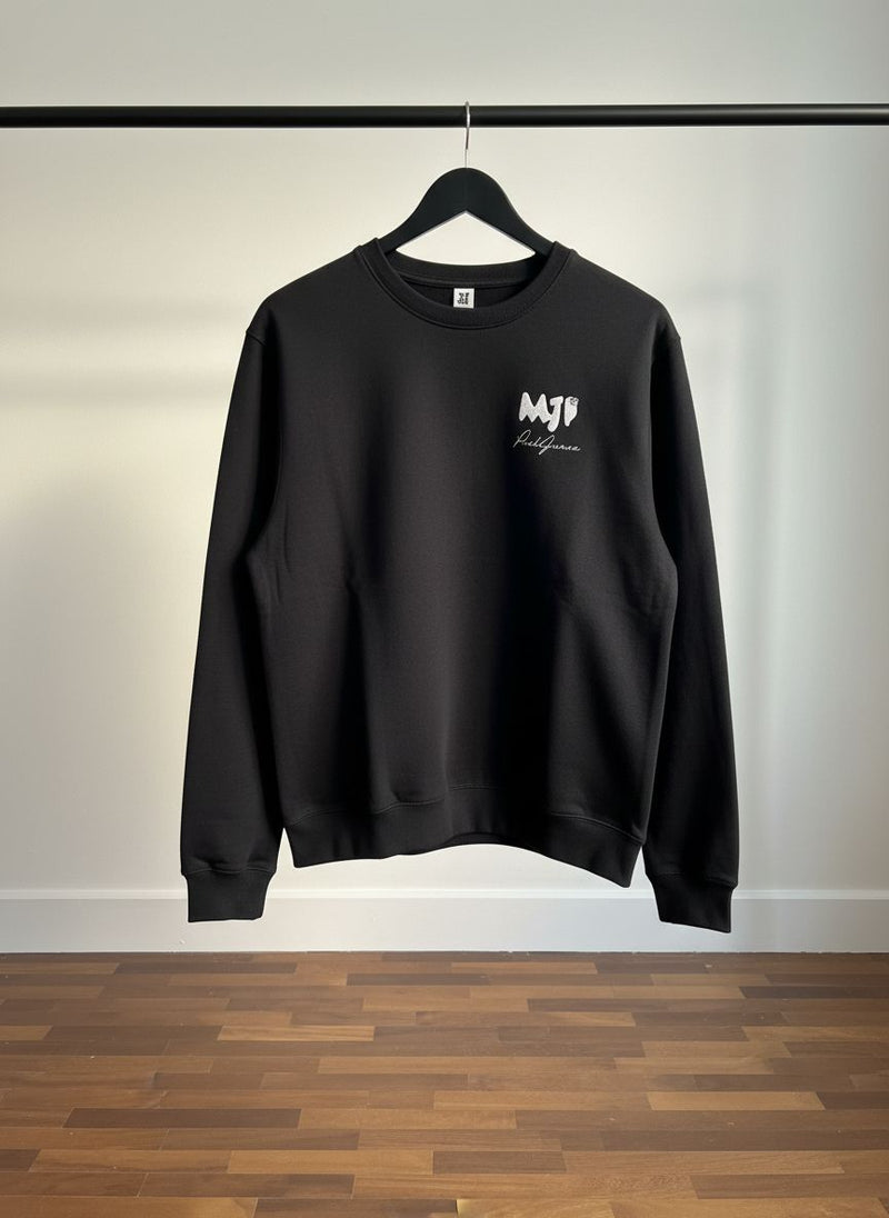 Felpa Nera MJP – Paolo Giausa| Crewneck Premium con Logo Ricamato