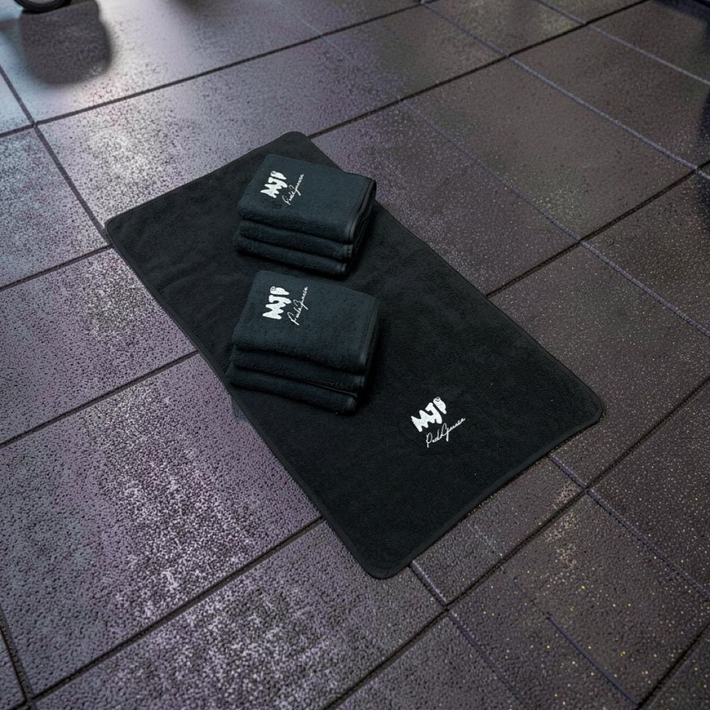 Asciugamano Bagno Palestra Nero MJP – Paolo Giausa| Spugna Premium Ricamata