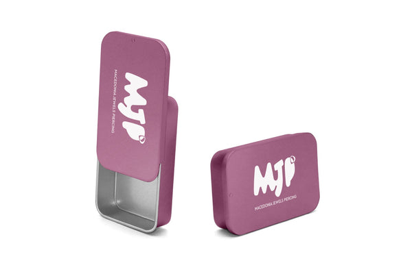 MJP |Scatolina in Metallo Scorrevole Rosa Opaco con logo bianco lucido