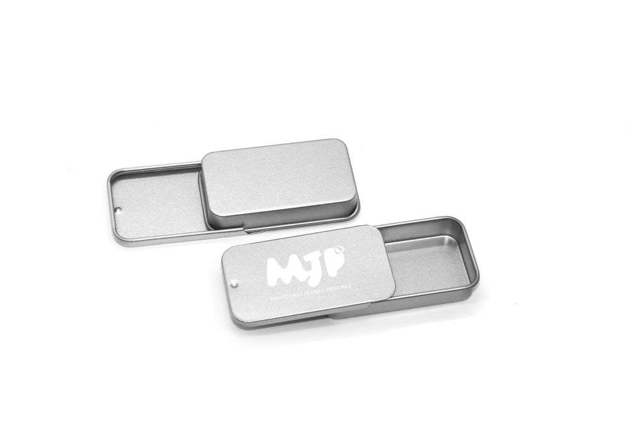 MJP |Scatolina Grande in Metallo Scorrevole Silver Opaco con logo bianco lucido
