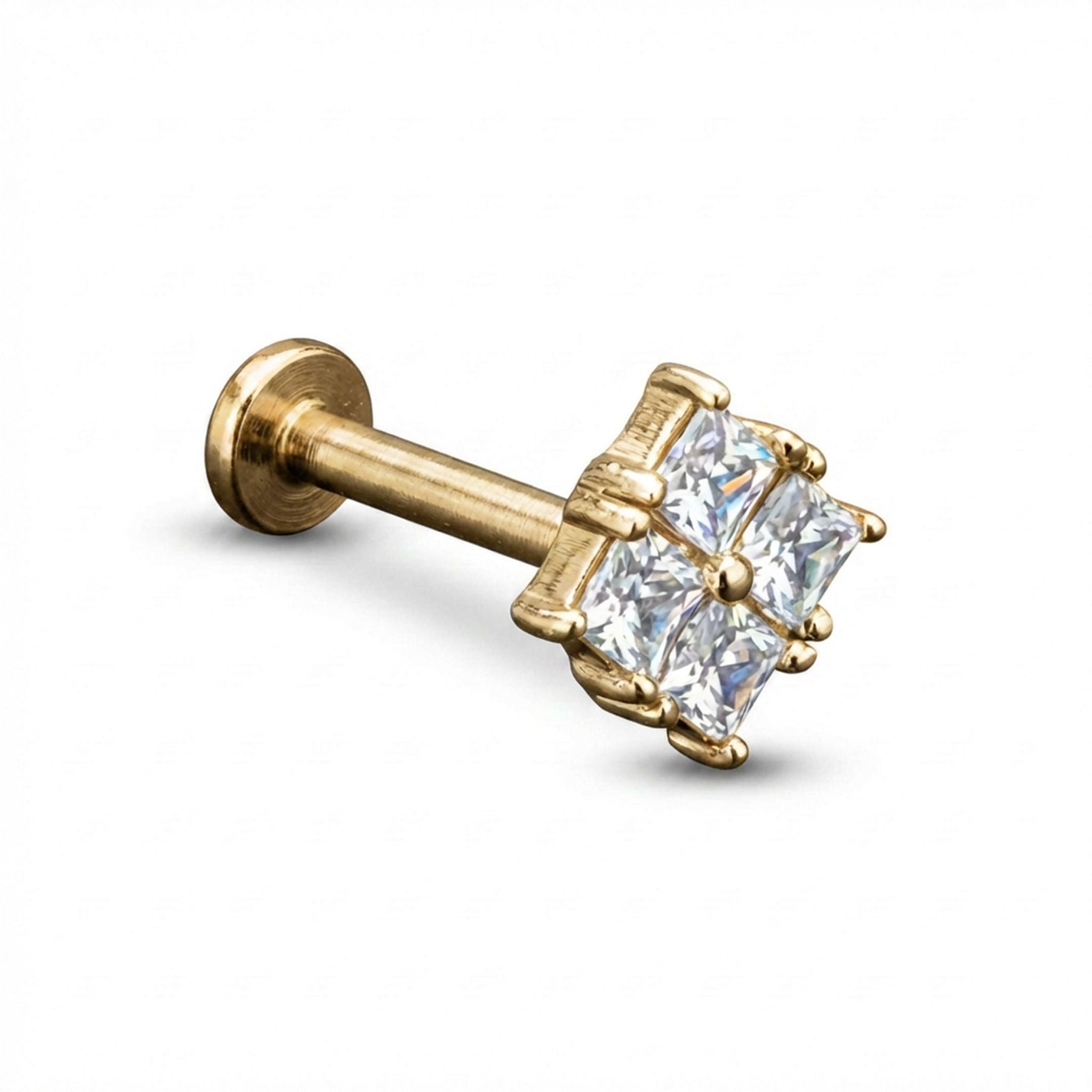Piercing labret in acciaio con testa decorata brillante – gioiello per labbro e tragus