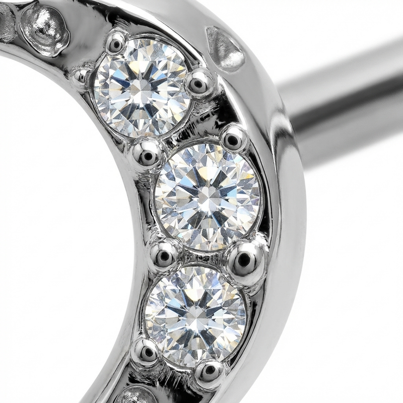 Piercing con luna di zirconi in Titanio G23- Piercing per naso