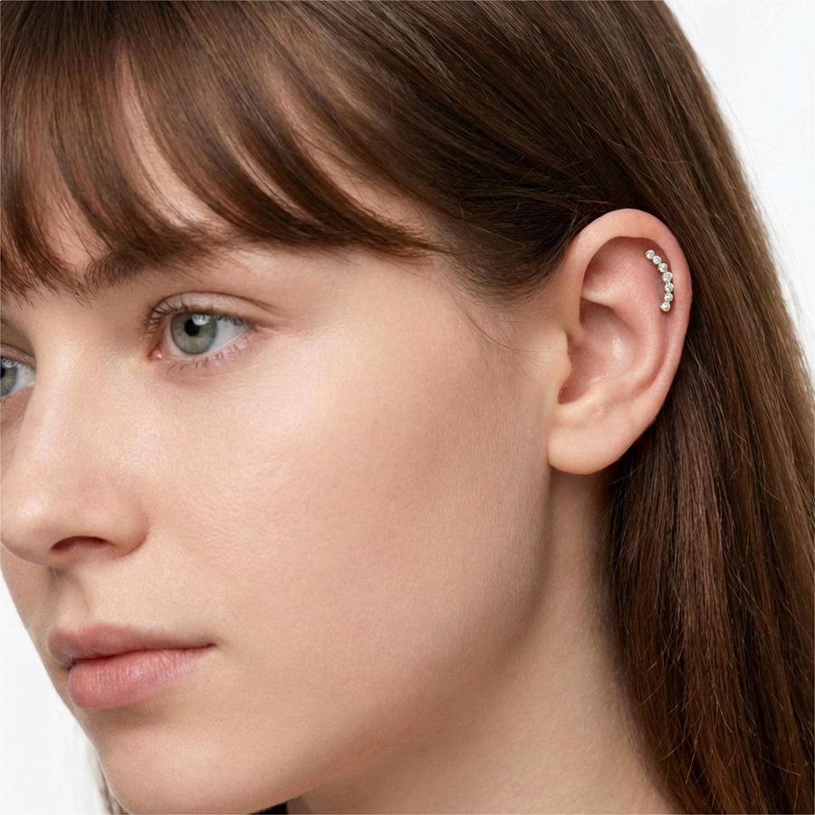 Piercing con coroncina zirconi in Titanio G23- Piercing per Lobo, helix, forward helix, conch, flat, tragus
