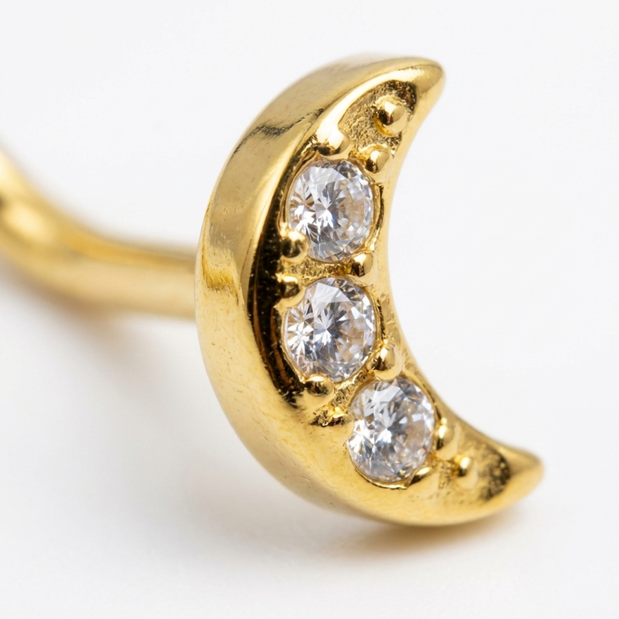 Piercing con luna di zirconi in Titanio G23- Piercing per naso