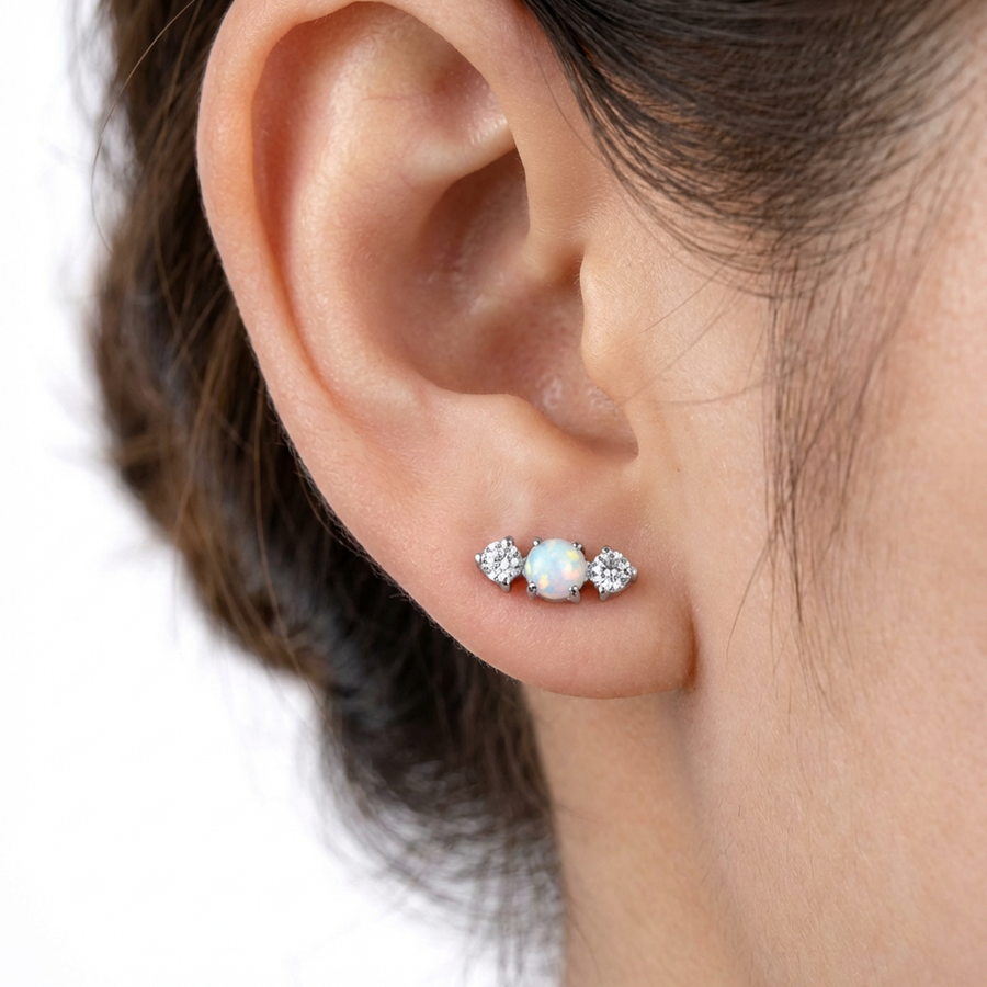 Piercing con zirconi in Titanio G23- Piercing per Lobo, helix, forward helix, conch, flat, tragus