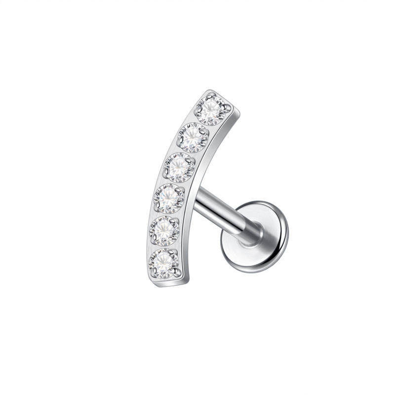 Piercing con zirconi in Titanio G23- Piercing per Lobo, helix, forward helix, conch, flat, tragus