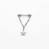 Piercing da Capezzolo in Acciaio Chirurgico 316L con Catenina e Stella Pendenti