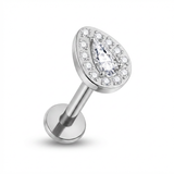 Piercing con goccia di zirconi in Titanio G23- Piercing per Lobo, helix, forward helix, conch, flat, tragus