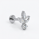 Piercing Labret in Titanio con foglie zirconate