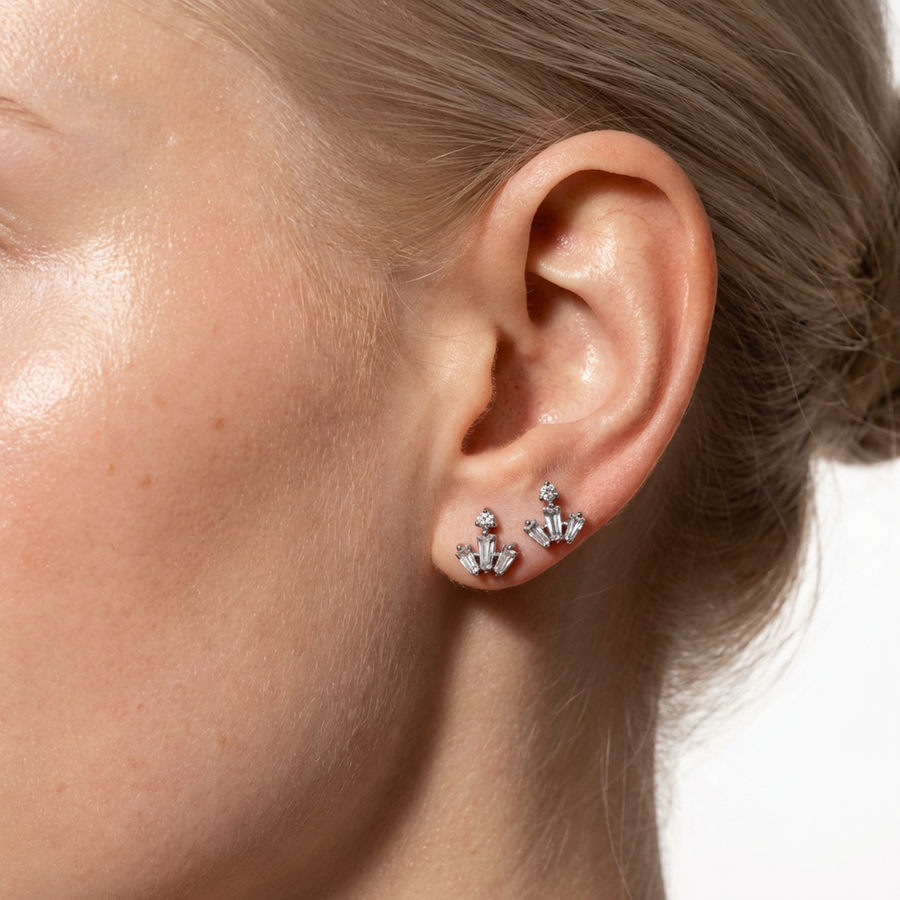 Barretta con zirconi in Acciaio Chirurgico 316L - Piercing per orecchio