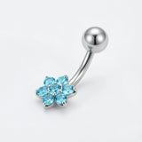 Piercing con fiore celeste in Titanio - Piercing per ombelico