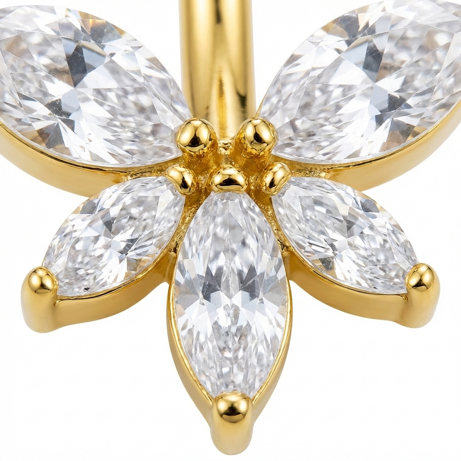 Piercing con zirconi in Titanio G23 - Piercing per ombelico