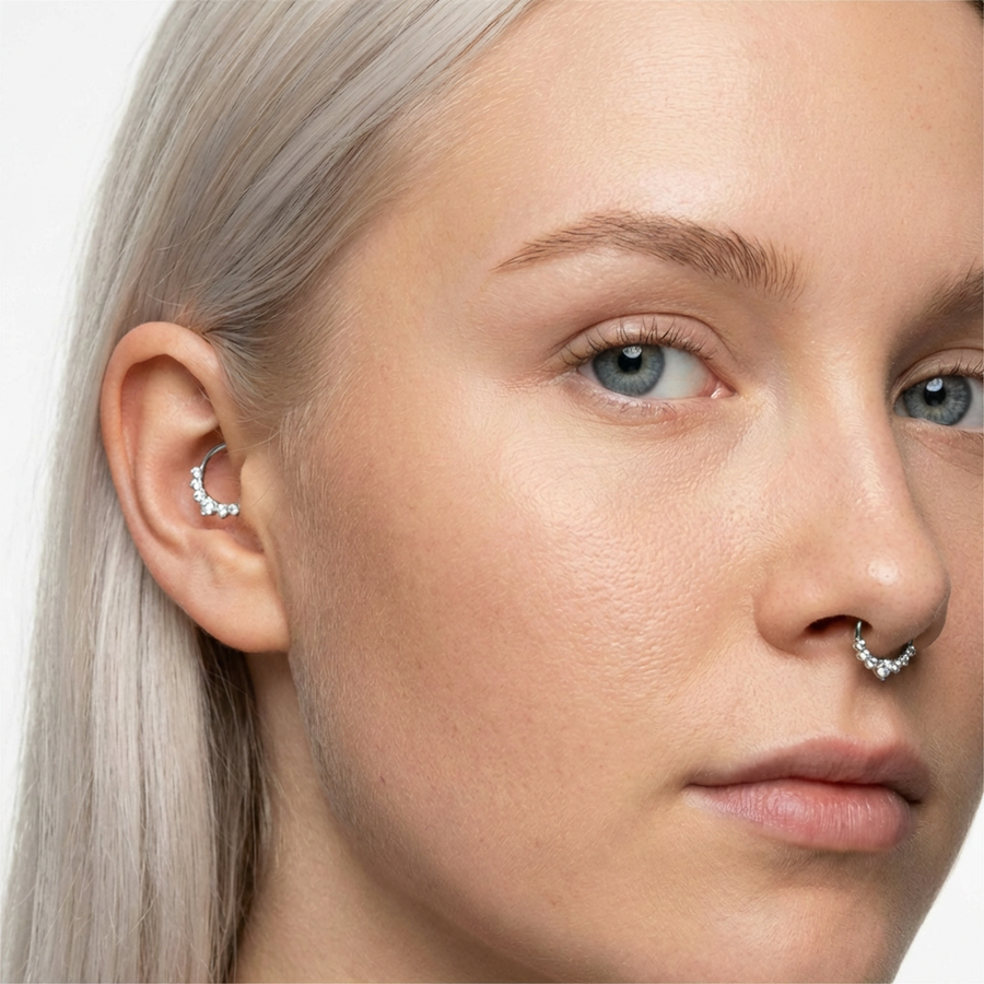 Piercing con zirconi in Titanio G23 - Piercing per lobo, helix, daith, septum
