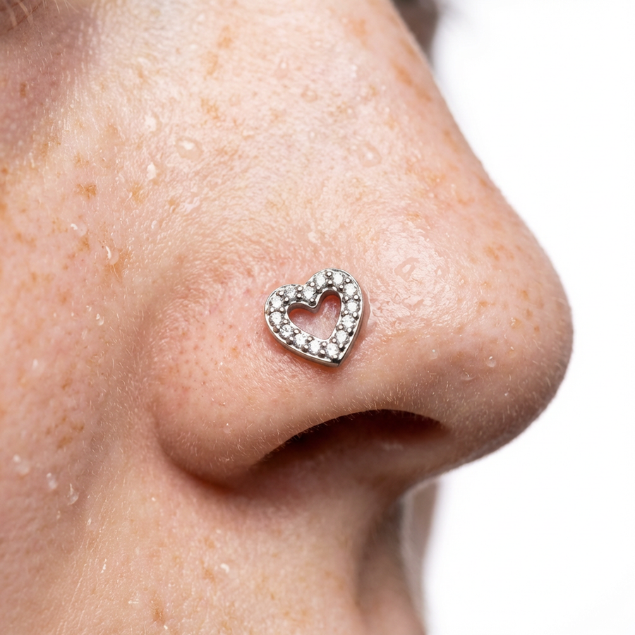 Piercing con cuore in Titanio - Piercing per naso