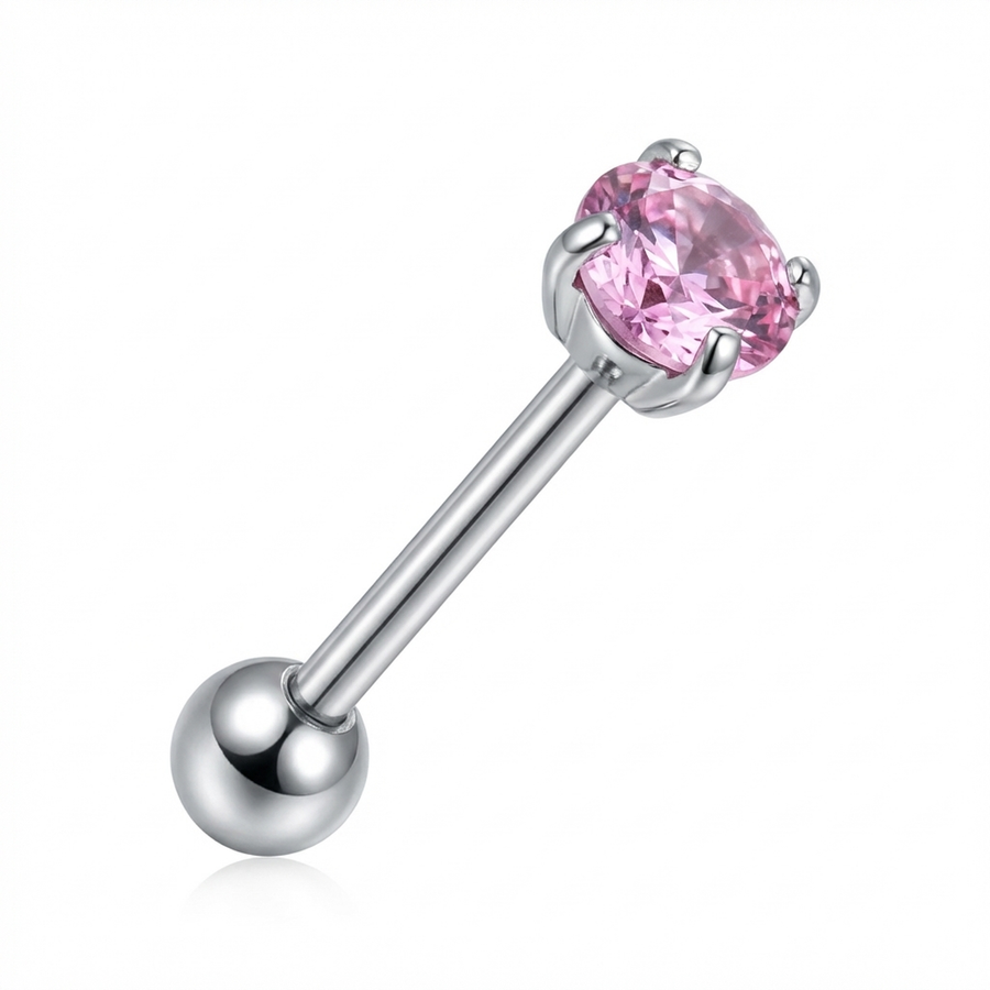 Piercing con zircone rotondo in Titanio F136 - Piercing per lingua