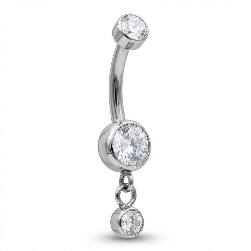 Piercing con zirconi in Titanio G23 - Piercing per ombelico