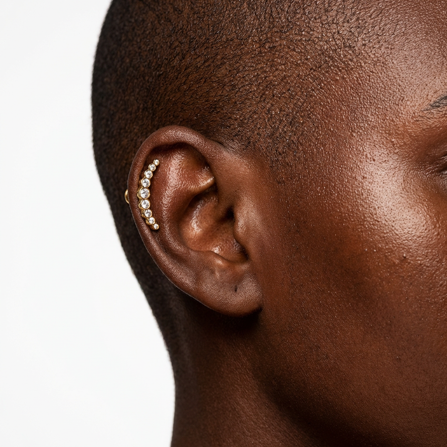 Piercing con zirconi in Titanio G23- Piercing per Lobo, helix, forward helix, conch, flat