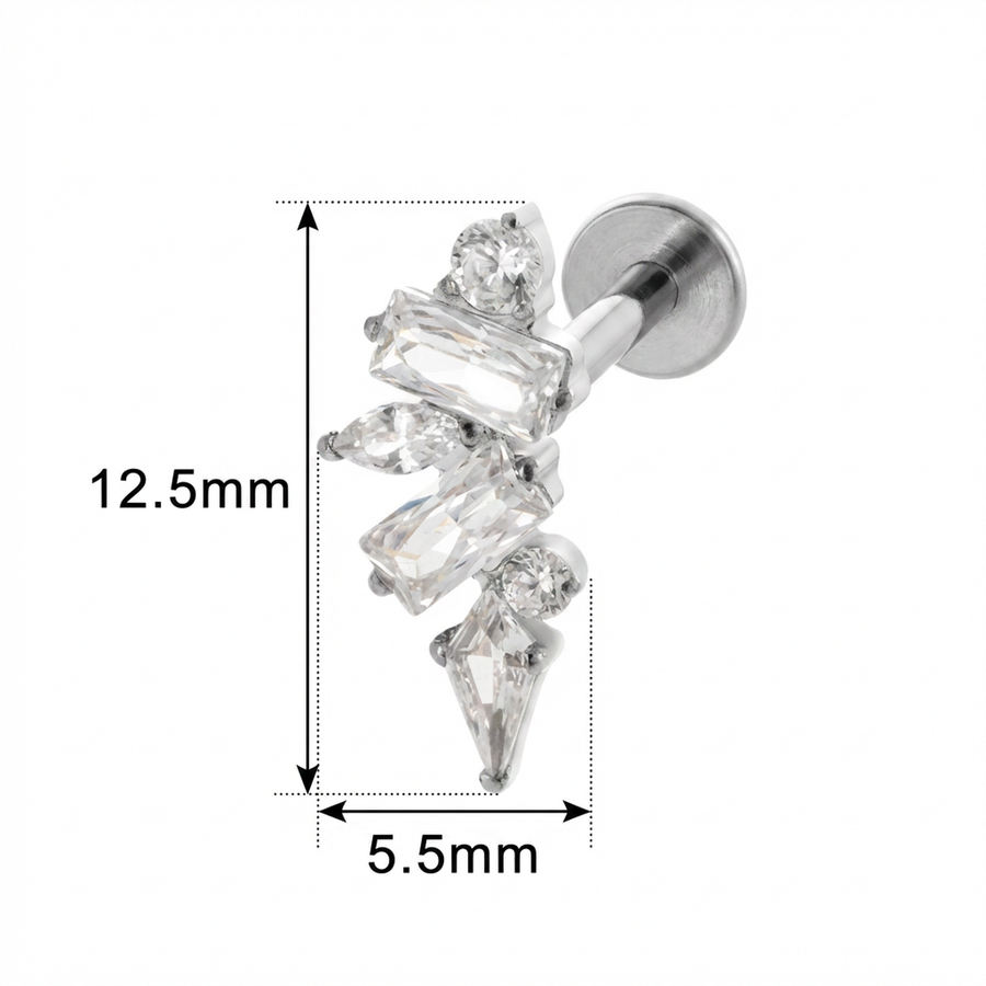 Barretta con zirconi in Titanio - Piercing per orecchio